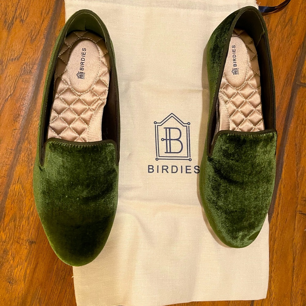 Worn once!  Green slip on Birdie loafers